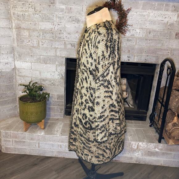 Democracy Open Front Animal Print Cardigan Size Large Bell Sleeves Pockets - Picture 6 of 10